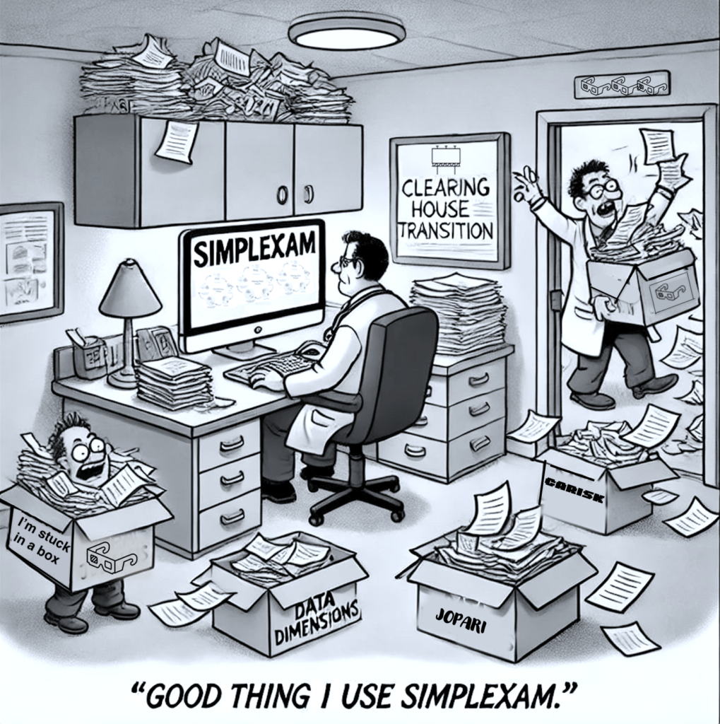 Simplexam has direct relationships with multiple clearinghouses